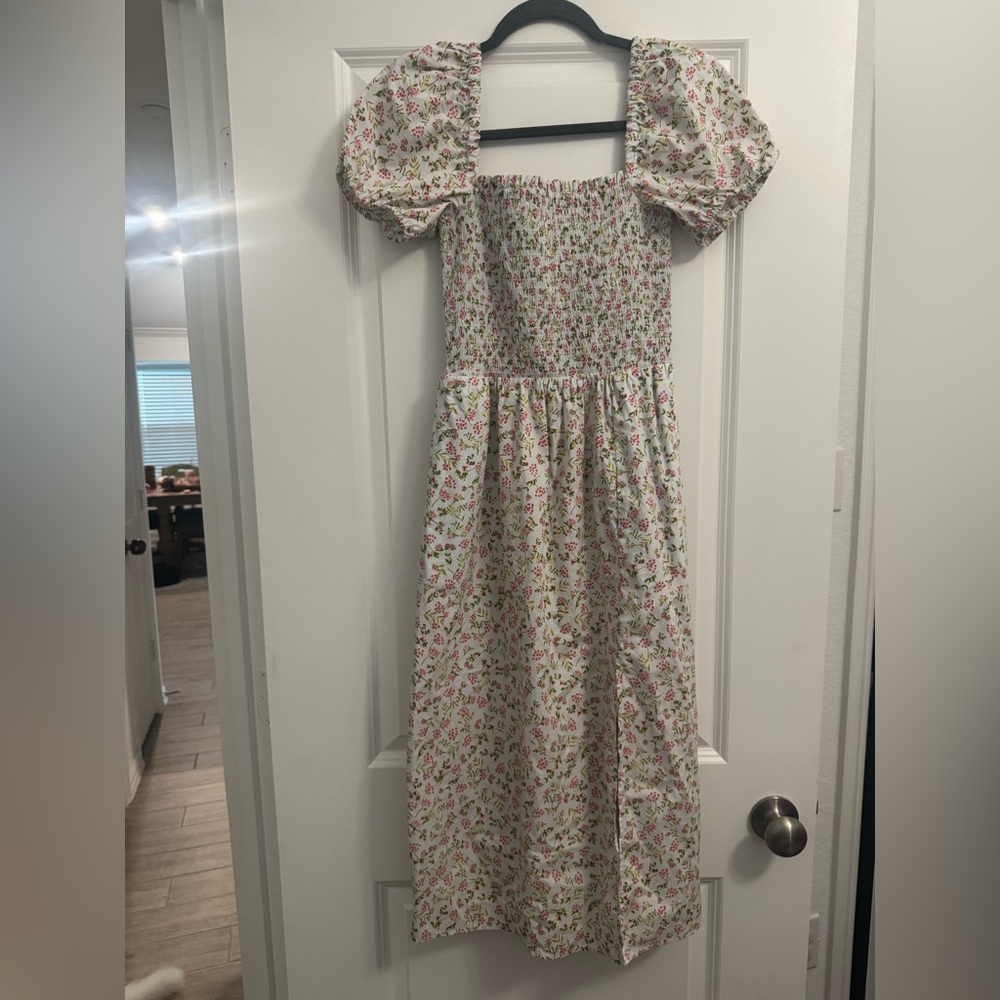 J. Crew Floral Smocked Dress - Pink and light Blue